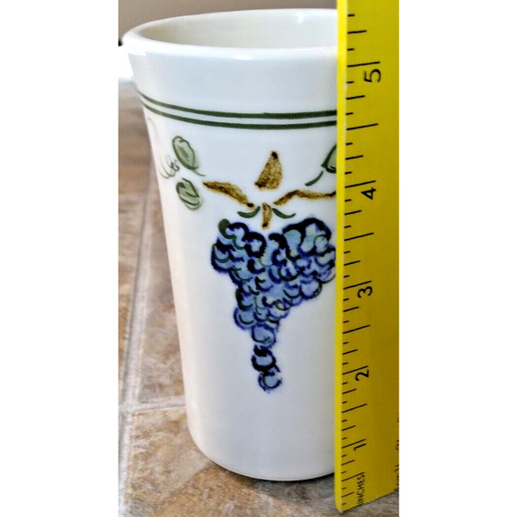 Ceramic Italian Style Hand Painted Grape Design 5 Inch Utensil Holder Signed - Picture 2 of 7